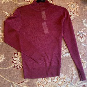 Rebecca Minkoff sheer burgundy turtleneck
